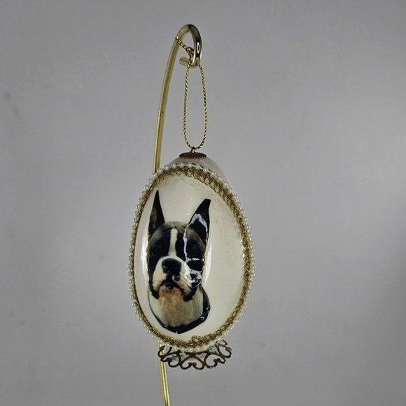 Vintage Handmade Boxer Dog Real Egg Christmas Ornament Signed 2001 - Picture 9 of 9
